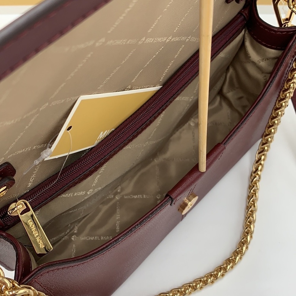MICHAEL KORS SONIA MEDIUM EAST WEST SHOULDER CROSSBODY BAG MERLOT COLOR - Picture 12 of 16